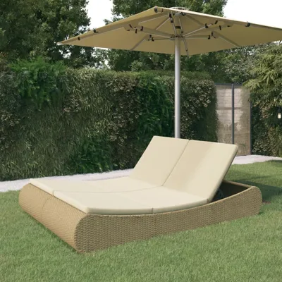 Produktbild von The Living Store Outdoor-Sonneninsel Poly Rattan Beige