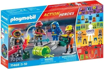 Produktbild von PLAYMOBIL My Figures Feuerwehr Figuren Set, 4 Figuren, Ab 5 Jahren, 71468