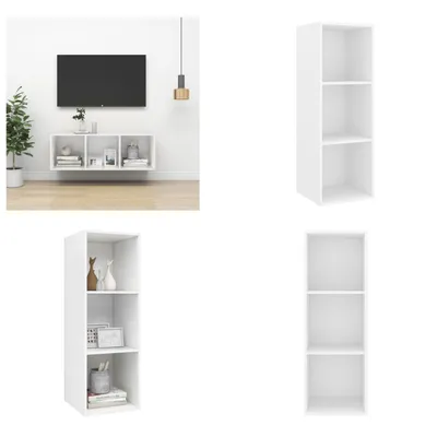 Imagen del producto de vidaXL Mueble de TV de pared, blanco, 37x37x107 cm, material de madera - Mueble de TV - Muebles de TV - Mueble de TV de pared - Muebles de TV de pared