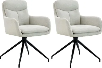 Image de lot de 2 chaises de salle à manger pivotantes - chaises de cuisine - tissu confort haut de gamme | Couleur : crème