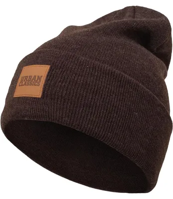 Immagine prodotto di Urban Classics Leatherpatch Long Beanie Mütze Oldschool Retro, Farbe: Marrone erica