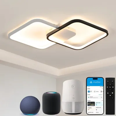 Produktbild von KAUFHOF Led Deckenleuchte Schwarz Deckenlampe Smart, 28W deckenleuchten wohnzimmer, Deckenlampen kompatibel mit Matter, Alexa, HomeKit, Google & IFTTT