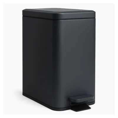 Produktbild von Relaxdays Mülleimer, 10 Liter, 16 cm schmal, Softclose, Pedal, Inneneimer, Küche & Bad, matter Abfalleimer, dunkelgrau