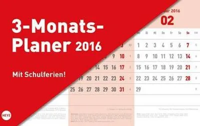 Immagine prodotto di Calendario da tavolo trimestrale, colore rosso, anno 2016