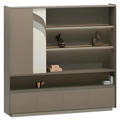 Immagine prodotto di Moderno mobile da ufficio marrone con ripiani e cassetti per l'archiviazione dell'ufficio