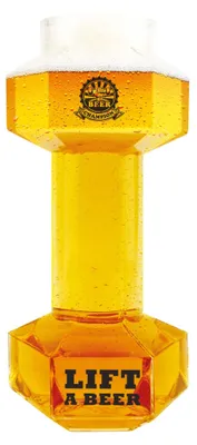 Hantel-Bierglas 0,68 l, lustiges Bierglas für Kraftsportler, Geschenk
