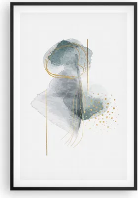Produktbild von Gerahmtes Poster - Schwarzer Rahmen - Aquarell Flecken Gold - 61x91,5 cm - Wand Bild - Wanddeko - Wandbilder - Kunstposter - Wandposter - Bilderrahmen - Bilder - Kunstdruck - P2BPA61x91-4830