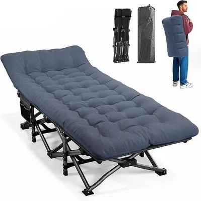 Produktbild von Campingbett feldbett klappbar, Faltbar Gästebett bis 200 kg für,mit Seitentasche, tragbares Campingliege?Outdoor, Garten, Reisen, Camping, Indoor