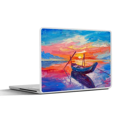 Produktbild von MuchoWow® Laptop Aufkleber Sticker Cover Malerei - Boot - Ölfarbe - Wasser 31x22.5 cm - Laptop-Deko