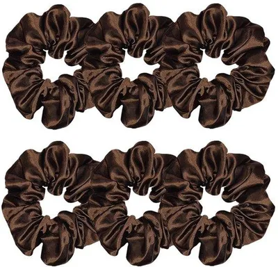 Produktbild von Seidene Haarschleifen 6er Pack, 4,5 Zoll, Braun, Haaraccessoires für Frauen und Mädchen