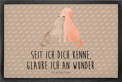 Produktbild von Mr. & Mrs. Panda Schmutzmatte Hunde Liebe 40 x 60 cm - Hundeglück - Geschenk, Sprüche, Fussmatte, fußmatte, Optimitisch, Hund, Gummimatte, Wunder, Vertrauen, Herz