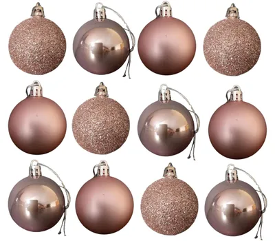 Weihnachtskugeln roségold 12 Stk. 5 cm Ø Kunststoff