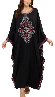 Imagen del producto de Kimono largo bohemio, ideal para la playa, estilo kaftan, en colores y morado