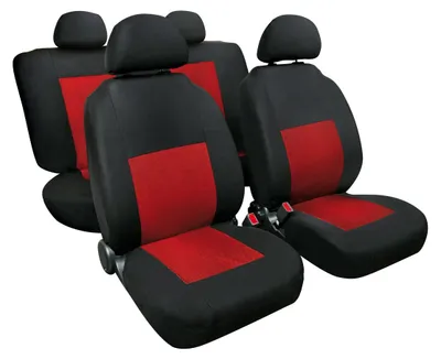 Produktbild von Lampa Autositzbezug-Set Sport Rot-Schwarz in Jacquard mit 4 Kopfstützenbezügen