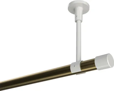 Produktbild von Interdeco Gardinenstange / Vorhangstange Messing Antik / Weiß, Typ Sonette Santo (Kappe) ohne Ringe, Deckenmontage, 20 mm Ø 1-läufig, 420 cm