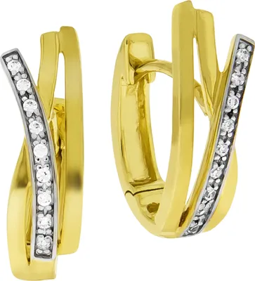 Produktbild von V Klappcreolen 333/- Gold 1,6cm mehrfarbig Zirkonia weiß 038310049