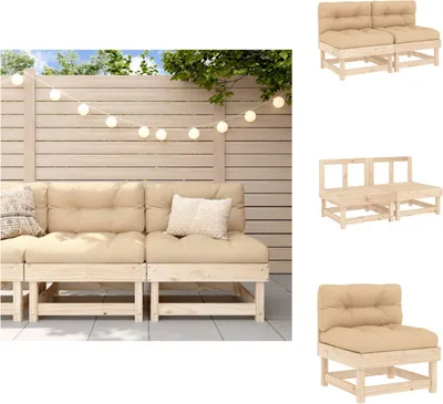 Produktbild von vidaXL Mittelsofas mit Kissen 2 Stk. Massivholz Kiefer - Gartensofaelemente