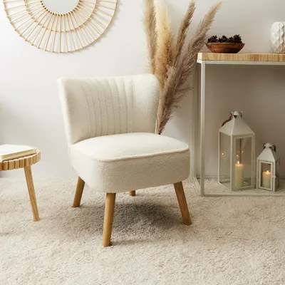 Image de Fauteuil - HOME DECO FACTORY - Erika - Patchwork - Chic - Blanc