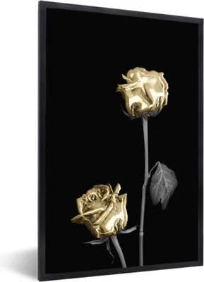 Produktbild von MuchoWow® MuchoWow® Gerahmtes Poster Blume - Weiß - Schwarz 60x90 cm - Poster mit zchwarzem Bilderrahmen - Kunst
