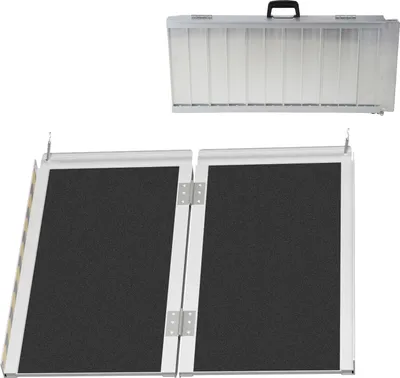Image de Clanmacy Rampe pour fauteuil roulant Rampe d'accès pliable Rampe d'accès en aluminium surface antidérapante 61cm jusqu'à 270kg