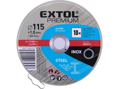 Obrázek produktu pro Řezný kotouč Extol Premium (8808101) na ocel/nerez, 10ks, 115x1,0x22,2mm