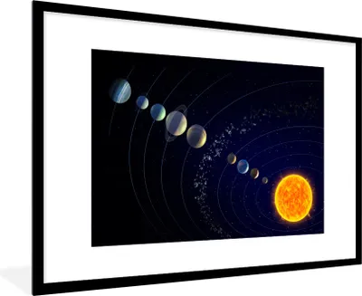 Produktbild von MuchoWow® Gerahmtes Poster Eine Illustration des Sonnensystems 90x60 cm - Poster mit Schwarzem Bilderrahmen Wandposter Rahmen Foto Bilder - Wanddekoration - Fotos