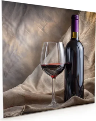Produktbild von Küchenrückwand Spritzschutz Glas mit Motiv Wein mit Glas 40 x 40 cm