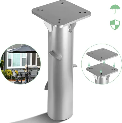 Produktbild von TolleTour 16cm Sonnenschirmständer Silber Gartenschirm Universal Bodenplatte Sonnenschirm