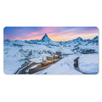 Produktbild von MuchoWow® Schreibtischunterlage Alpen - Schnee - Zug 80x40 cm - XXL Mauspad - Gaming Mauspad