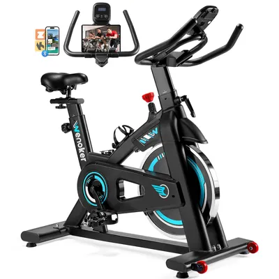 Produktbild von WENOKER Heimtrainer Fahrrad mit App, Leises Hometrainer Fahrrad Mit, Bequem Ergometer Heimtrainer mit LCD-Display, Tablet-Halterung, Bis 140KG