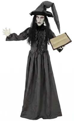 Produktbild von 180 cm Halloween Animierte Hexe Dekoration Lebensgroß mit leuchtenden Augen, Gruseliger Sound, Berührungsaktivierung