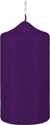 Produktbild von Stumpenkerzen Klarlack - hochglänzend Violett 12 x 6 cm, 4 Stück, gelackte Kerzen, exclusive besond