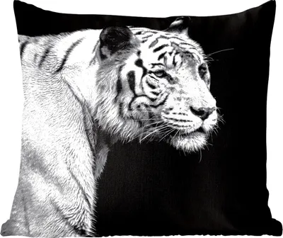 Produktbild von MuchoWow® Zierkissen Sofakissen Wohnzimmer Dekokissen 50x50 cm Tierprofil Tiger in schwarz und weiß - Komfort - Sofakissen