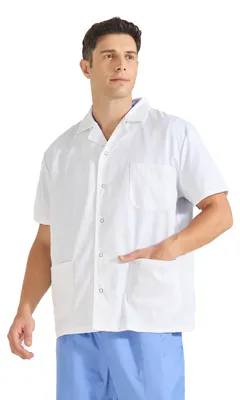 Laborkittel Unisex, Kurzarm, XXL, weiß, 80% Polyester/20% Baumwolle