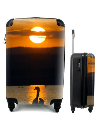 Produktbild von MuchoWow® Koffer Handgepäck Trolley Rollkoffer Kleine Reisekoffer mit 4 Rollen - Schwan - Sonnenuntergang - Cabin Size < 55x40x23 cm & 55x40x20 cm - Fotokoffer - Kabinenkoffer - Boardgepäck - Reise-Box - Reisekoffer - Reisegepäck - Koffer mit Bild - Trolley für Kinder