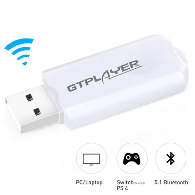 Immagine prodotto di GTPLAYER Adattatore USB Bluetooth Trasmettitore V5.0 Dongle senza fili per PC Computer Portatile Collega Audio Gaming Sedia Altoparlante Bluetooth Cuffia Supporta tutti i Windows XP/Vista / 7/8 / Win10