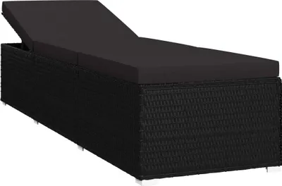 Immagine prodotto di Lettino Prendisole con Cuscino in Polyrattan Nero