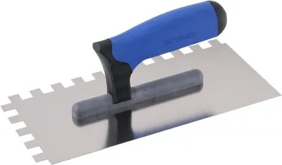 Produktbild von Kubala Stainless steel trowel 130x270 with plastic 2 component handgrip G-11, notch 12*12