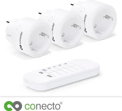 Produktbild von conecto Funk-Steckdosen Set 2300 Watt Funksteckdose, Weiß, 3er