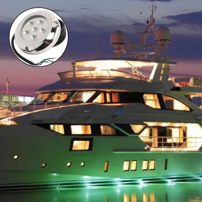 Immagine prodotto di 12V 24V yacht luce subacquea 316 acciaio inox 100° angolo di illuminazione IP68 impermeabile 6 LED chip acqua di mare poppa cupola luce piscina