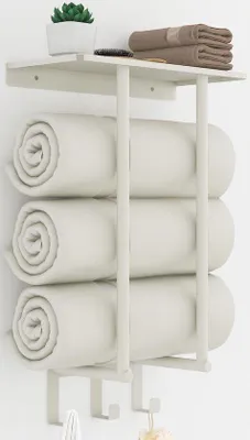Zdjęcie produktu dla Wieszak ścienny na ręczniki, 50 cm, biały, metalowy, do małych łazienek
