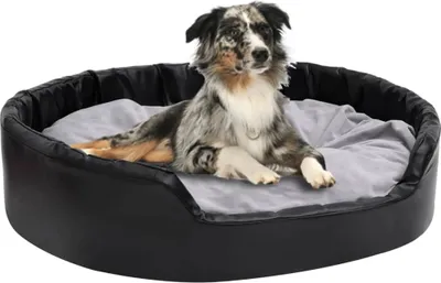 Produktbild von "2026 Promotion" Hundebett Schwarz-Grau 99x89x21 cm Plüsch und Kunstleder - Hundebetten CC1927