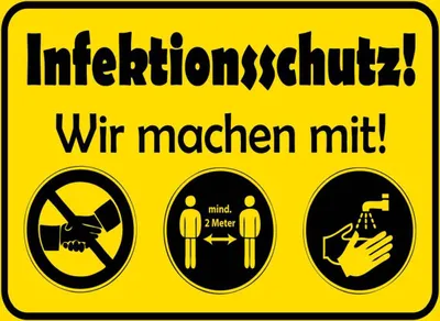 Produktbild von vianmo Holzschild 30x40 cm Infektionsschutz wir machen mit