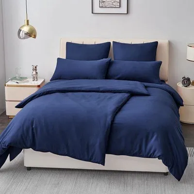 Produktbild von Famanu Bettwäsche Set 135 x 200 cm, 4-teilig, Blau - Mikrofaser mit Reißverschluss