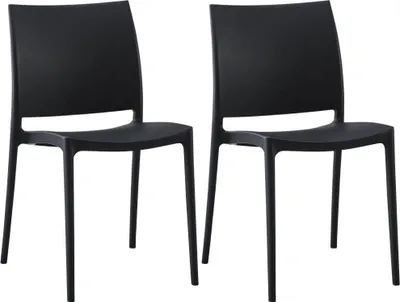 Image de set de 2 chaises de jardin - terrasses - plastique empilable et résistant aux UV | Couleur : noir