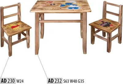 Image de Set de table pour enfant, 3 pièces, table avec 2 chaises, pour chambre d'enfant