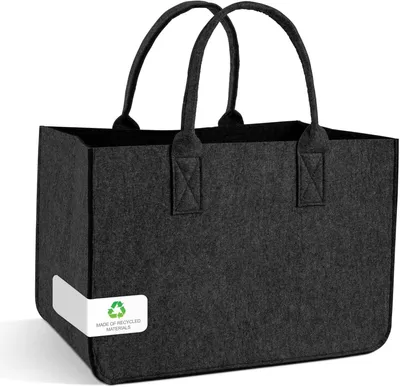 Produktbild von Einkaufskorb 30 L, faltbare Einkaufstasche, robustes Filz, dunkelgrau und schwarz, für Einkäufe