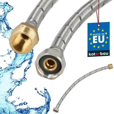 Produktbild von KOTARBAU® Flexschlauch 1/2 Zoll Wasserschlauch 40cm Panzerschlauch Außengewinde x Innengewinde Anschlussschlauch für Armatur Schlauch Für Wasserhahn
