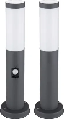 Produktbild von 2er Set Sockelleuchte, Edelstahl, anthrazit, Sensor, H 45 cm
