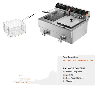 Obrázek produktu pro Fritéza, dva zásobníky, regulace teploty, 2 x 11,6 l